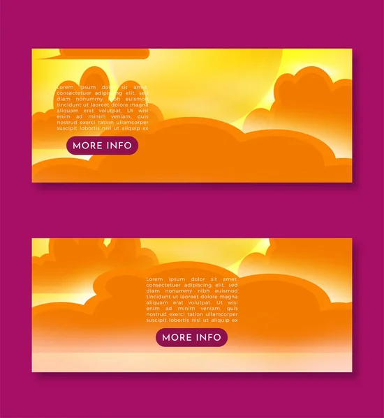 Туманне Небо Пейзаж Сонячним Прапором Набір Дизайн Шаблон Eps10 Вдень — стоковий вектор
