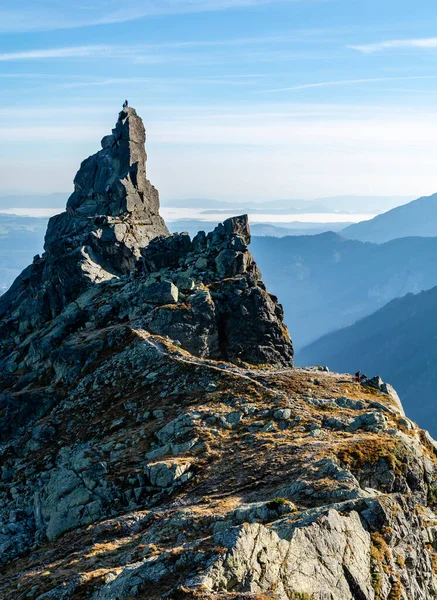 Palenica Bialczanska Poland September 2021 Peak Monk Mnich Climbers Getting — Stock Photo, Image