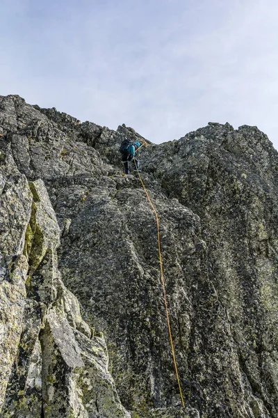 Bukowina Tatrzanska Poland September 2022 Mountain Climber Descent Top — Stock Photo, Image