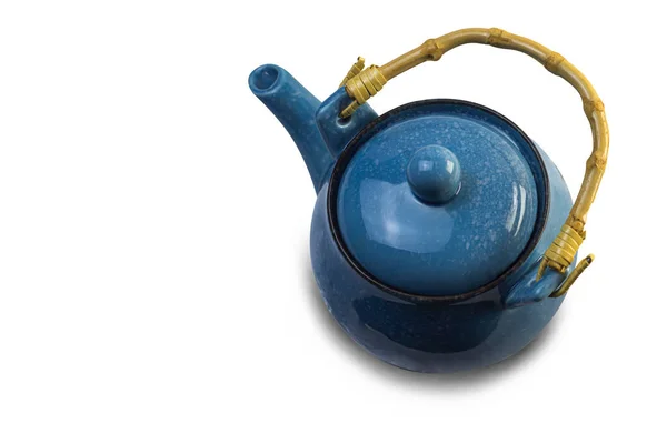 Bule Cerâmica Azul Olhando Cima Ter Conjunto Chá Nos Faz — Fotografia de Stock