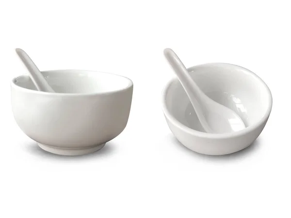 Soup Cup Spoon White White Background Clipping Path — Fotografia de Stock