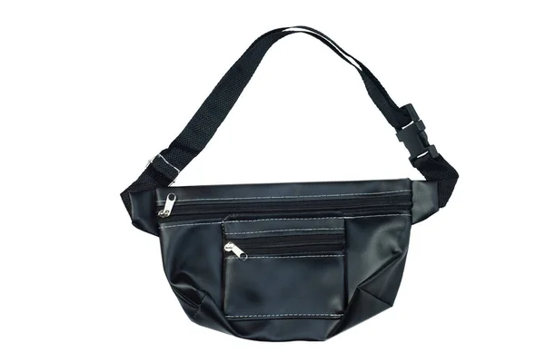 Black Waist Bag White Background Clipping Path — Stock Photo, Image