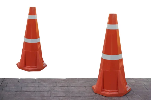 Orange Traffic Cone Set White Background Clipping Path — Stock Photo, Image