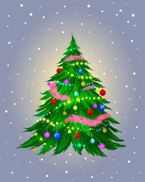 Arka planda Noel oyuncakları olan Noel ağacı Mutlu kutlamalar