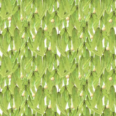 Noel ağacı dalları ve altın toplar kusursuz desen.