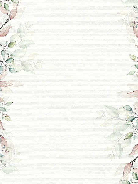 Watercolor painted floral frame on white background. — Stock Photo, Image