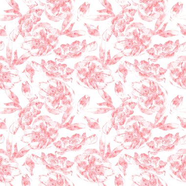 Pembe altın tozu kusursuz bir desen oluşturur. Kiraz çiçekleri, tomurcukları ve yaprakları.