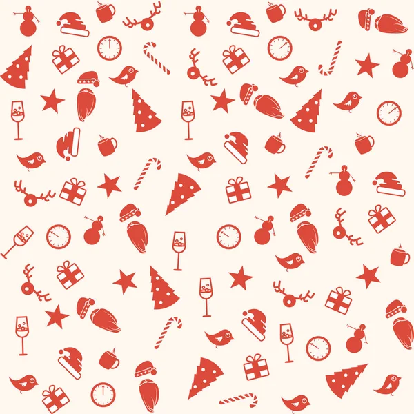Icônes rouges de Noël et du Nouvel An sur le beige — Image vectorielle