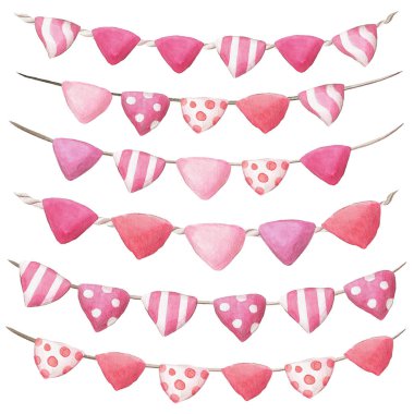 El çizimi suluboya desenli çelenkler.