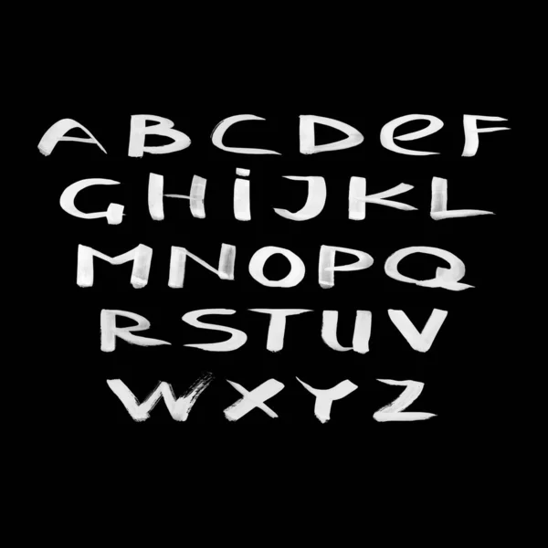 Ručně kreslené suché štětec styl římské abecedy. Vektorová ilustrace. — Stockový vektor