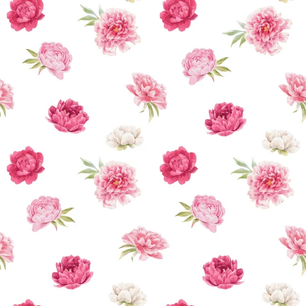 Beau motif floral sans couture avec aquarelle dessinée à la main fleurs pivoines rose doux. L'illuistration des stocks. Vecteur autotracé. — Image vectorielle