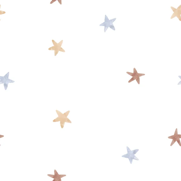 Beautiful vector winter seamless pattern with hand drawn watercolor cute stars. Stock illustration. — Stock Vector