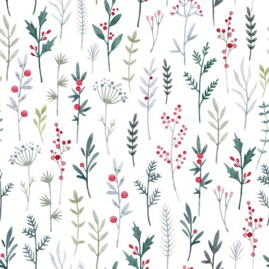 Çiçeksiz güzel vektör deseni ve tatlı suluboya el çizimi yabani çiçekler. Stok illüstrasyonu.