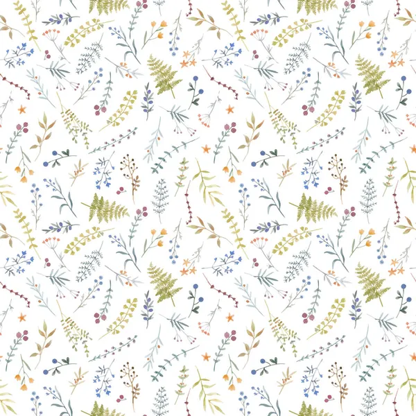 Schöne Vektor florale nahtlose Muster mit niedlichen Aquarell handgezeichneten Wildblumen. Archivbild. — Stockvektor