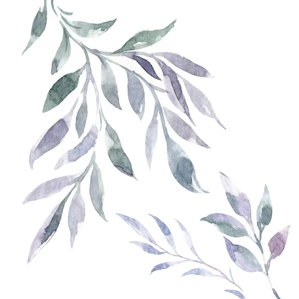 Beautiful image with gentle watercolor hand drawn purple flowers bouquet. Stock illustration. — Foto de Stock