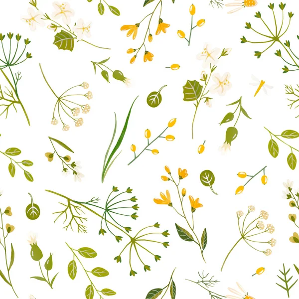Schöne florale nahtlose Muster mit niedlichen Aquarell handgezeichneten Wildblumen. Archivbild. — Stockfoto