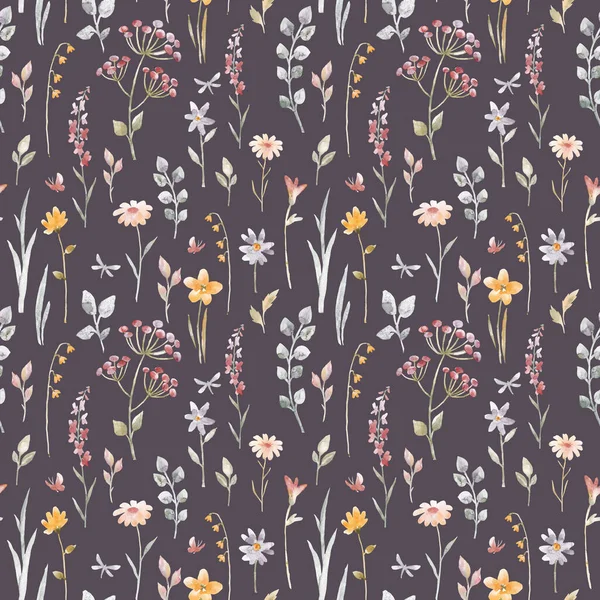 Vackert sömlöst blommönster med akvarell mjuka vårblommor. Lagerillustration. — Stockfoto