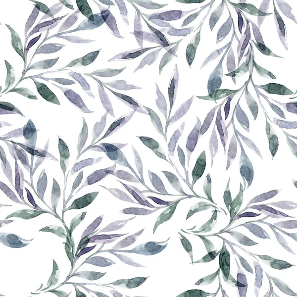 Beautiful seamless pattern with hand drawn watercolor leaves. Stock illustration. — Stock Photo, Image