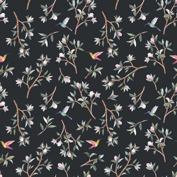 Vackert Sömlöst Mönster Med Mjuka Unga Magnolia Blommor Lagerillustration — Stock vektor