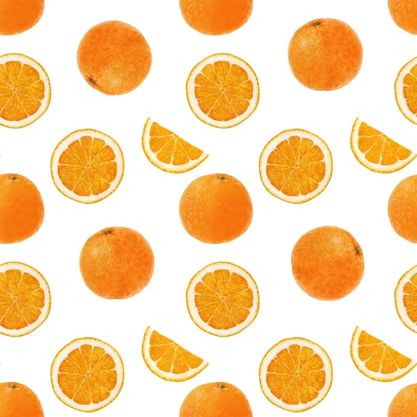 Mooi naadloos patroon met met de hand getekende aquarel sinaasappels. Voorraad clip art illustratie. — Stockfoto