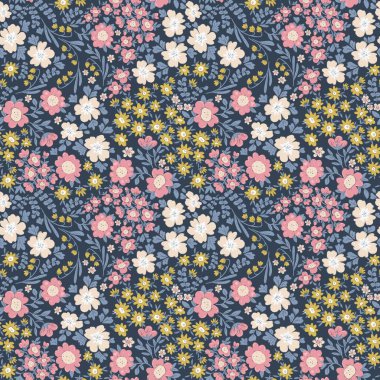 Güzel, pürüzsüz çiçek desenli, sevimli çiçekler. Stok illüstrasyonu.