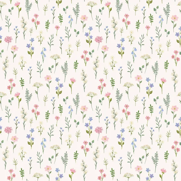 Beautiful Seamless Floral Pattern Hand Drawn Watercolor Gentle Spring Flowers — Stock Photo, Image