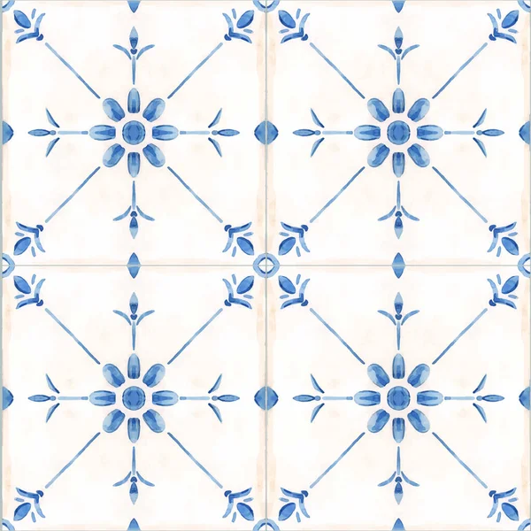 Padrão Sem Emenda Vetor Bonito Com Azulejos Estilo Holandês Azul —  Vetores de Stock