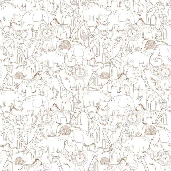 Beautiful Seamless Pattern Cute Baby Animals Stock Illustration — Stock Photo, Image