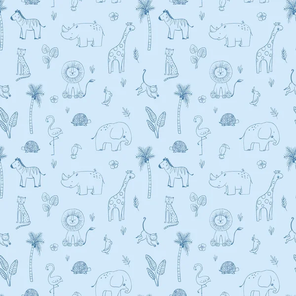 Beautiful Seamless Pattern Cute Baby Animals Stock Illustration — Stock Photo, Image