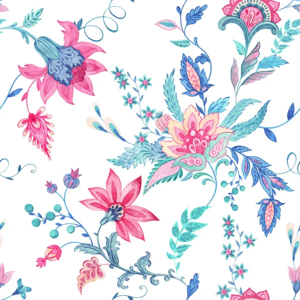 Beau Motif Floral Sans Couture Avec Des Fleurs Abstraites Aquarelle — Photo