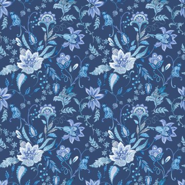 Güzel, pürüzsüz çiçek deseni ve suluboya soyut çiçekler. Maymunla geleneksel Türk usulü. Stok illüstrasyonu.