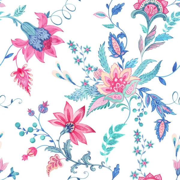 Hermoso Vector Patrón Floral Sin Costuras Con Flores Abstractas Acuarela — Archivo Imágenes Vectoriales