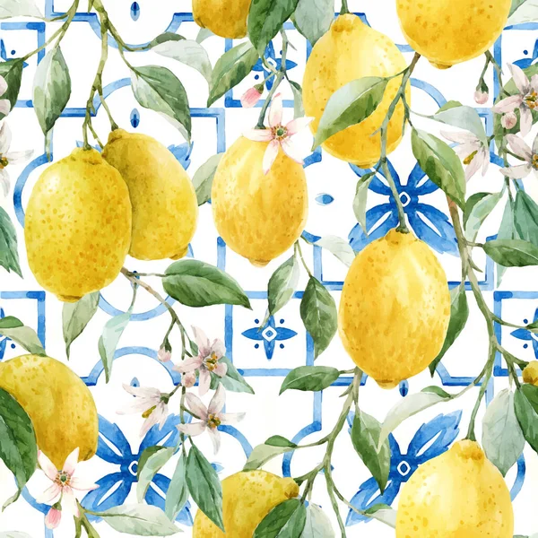 Magnifique Motif Vectoriel Sans Couture Dans Style Sicilien Avec Des — Image vectorielle