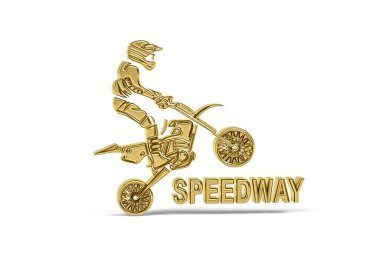 Beyaz arkaplanda izole edilmiş Altın 3d yarış yolu simgesi - 3B oluşturma