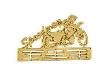 Beyaz arkaplanda izole edilmiş Altın 3d yarış yolu simgesi - 3B oluşturma