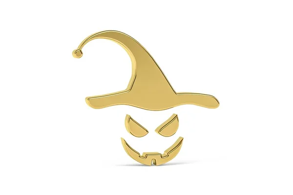 Золотая Трехмерная Иконка Хэллоуина Белом Фоне Рендеринг — стоковое фото