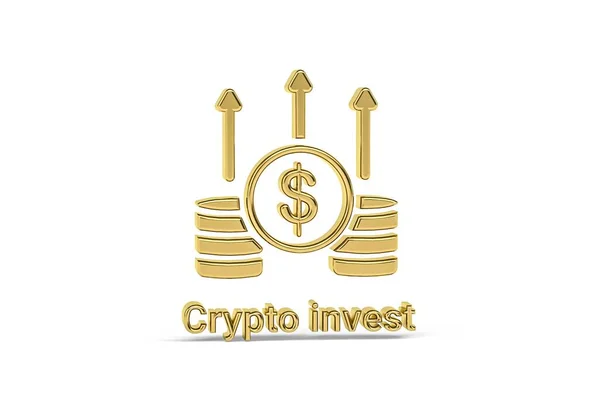 Golden Crypto Befektetni Ikon Elszigetelt Fehér Háttér Render — Stock Fotó
