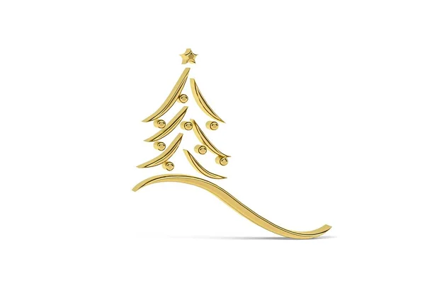 Golden Jul Ikon Isolerad Vit Bakgrund Render — Stockfoto
