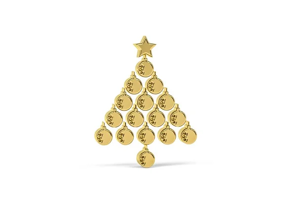 Golden Jul Ikon Isolerad Vit Bakgrund Render — Stockfoto