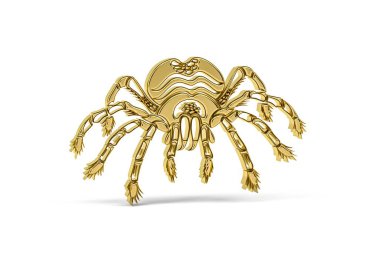 Beyaz arkaplanda izole edilmiş Altın 3d örümcek simgesi - 3D görüntüleme