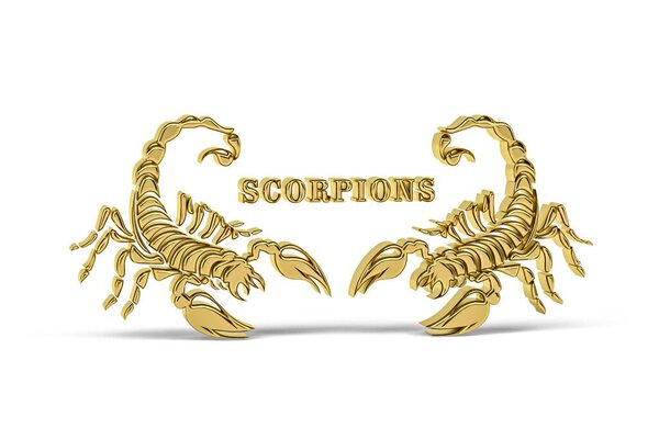 Golden 3d scorpio icon isolated on white background - 3d render
