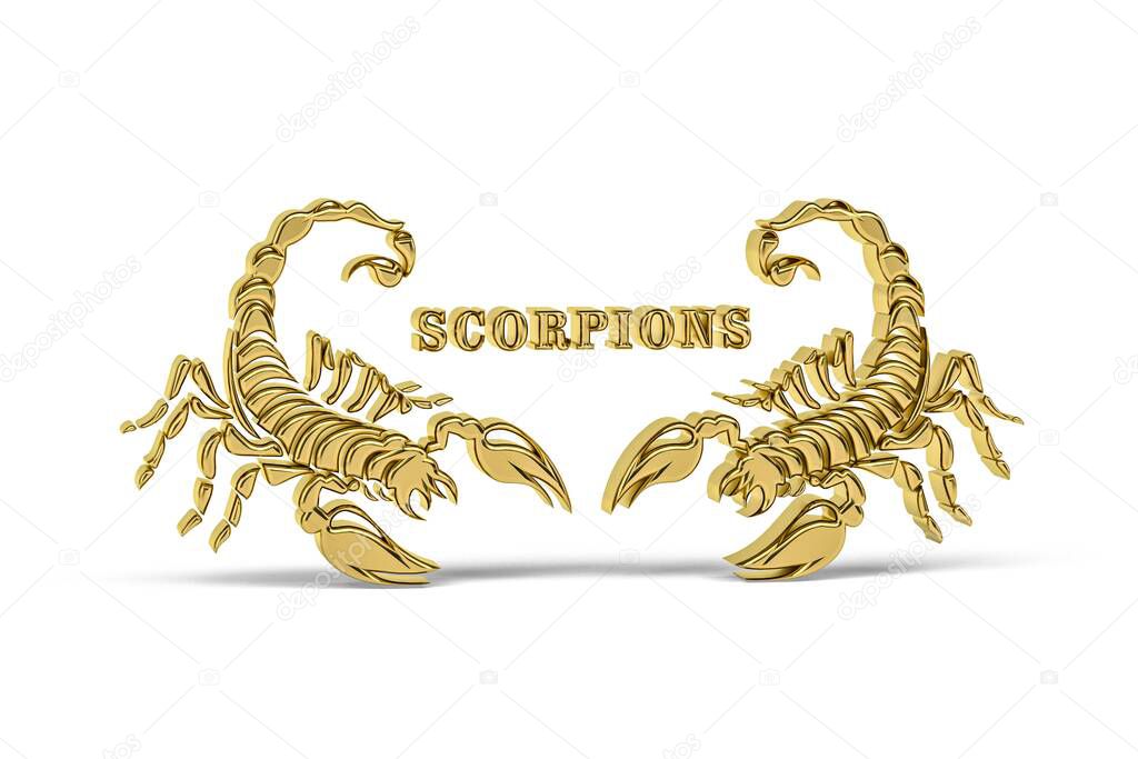 Golden 3d scorpio icon isolated on white background - 3d render