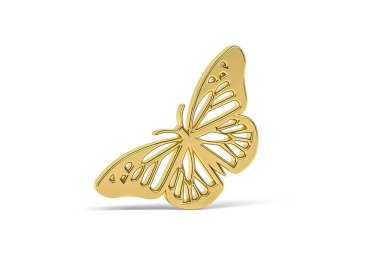 Beyaz arkaplanda izole edilmiş 3d kelebek simgesi - 3d oluşturma
