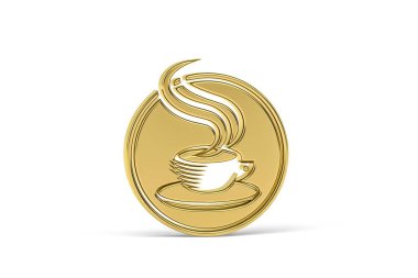 Beyaz arkaplanda izole edilmiş 3D kahve dükkânı simgesi - 3D görüntüleme