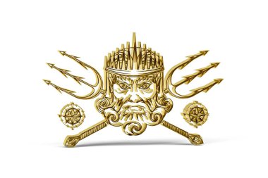 Antik Yunan medeniyeti - Altın sanat ve kültür simgesi beyaz arka planda izole - 3D görüntüleme