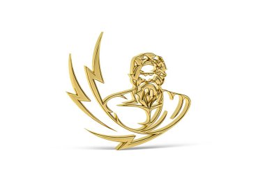 Antik Yunan medeniyeti - Altın sanat ve kültür simgesi beyaz arka planda izole - 3D görüntüleme