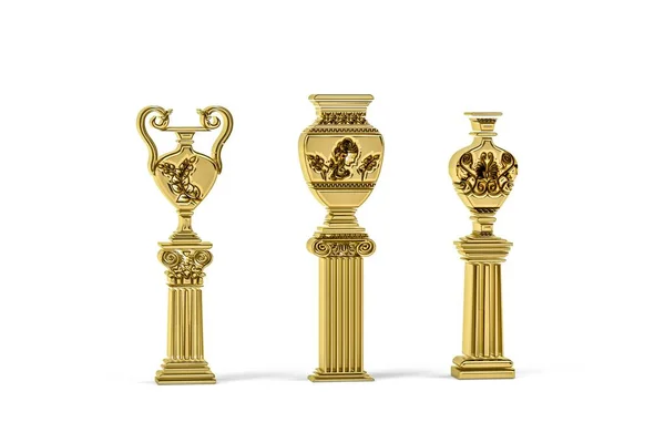Ancient Greek Civilization Golden Art Culture Icon Isolated White Background — Stock Photo, Image
