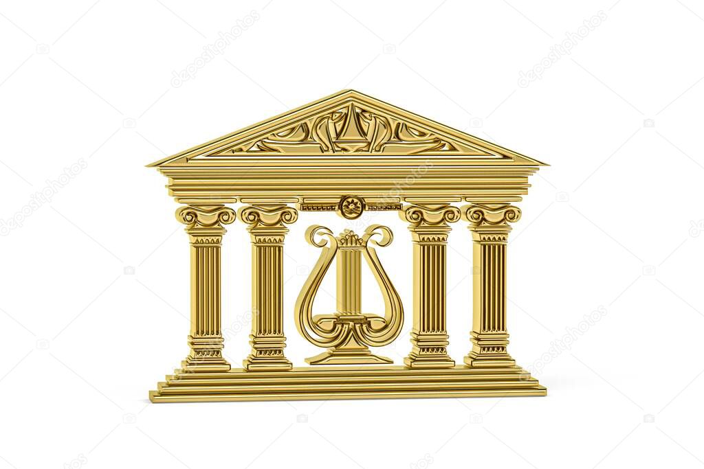 Ancient Greek civilization - Golden art and culture icon isolated on white background - 3D render