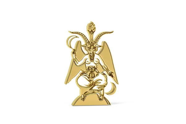 Золота Іконка Сатанізму Ізольована Білому Тлі Рендеринг — стокове фото