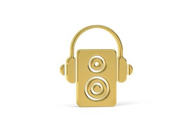 Beyaz arkaplanda izole edilmiş Altın 3d hoparlör simgesi - 3d oluşturma